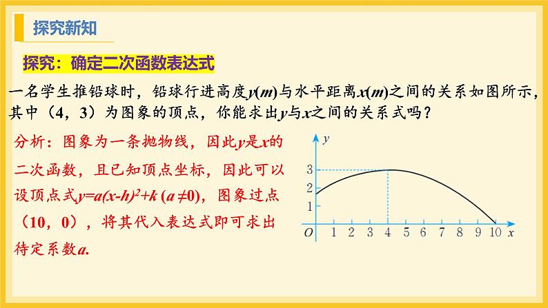 北师大版数学九年级下册 2.3 确定二次函数的表达式第1课时（课件）第5页