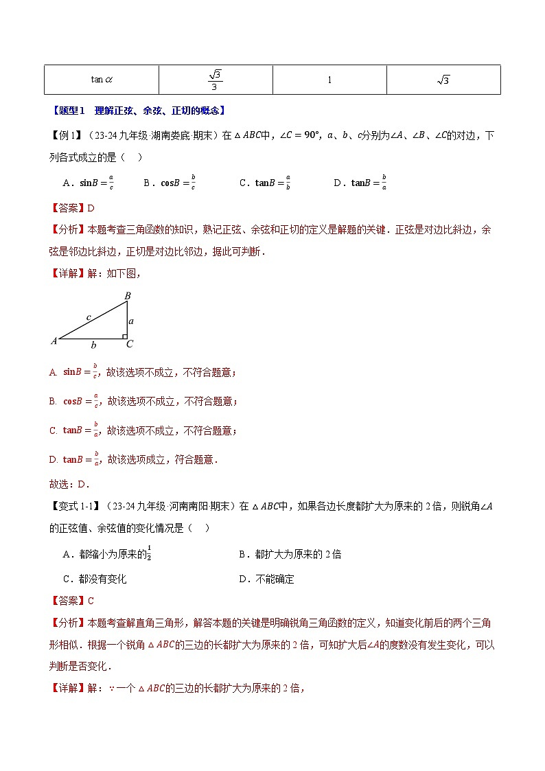 专题1.1 锐角的三角函数【十大题型】练习（北师大版）（解析版）第2页