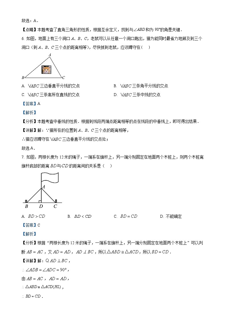 河北省石家庄市桥西区润德学校2023-2024学年八年级上学期月考数学试题（解析版）-A4第3页