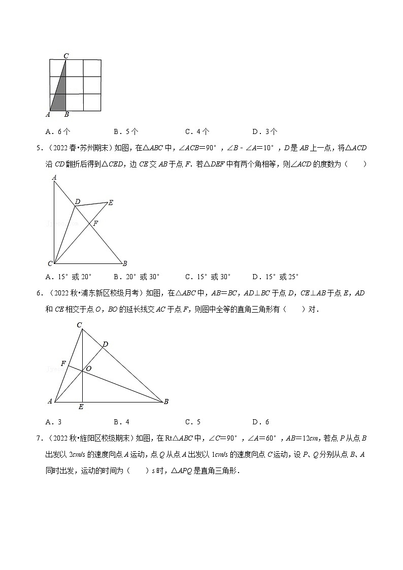 浙教版数学八上题型分类训练专题2.10 特殊三角形章末题型过关卷（原卷版）第2页