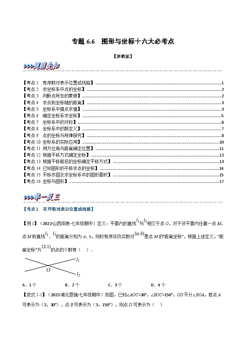 浙教版数学八上题型分类训练专题6.6 期末专项复习之图形与坐标十六大必考点（原卷版）第1页