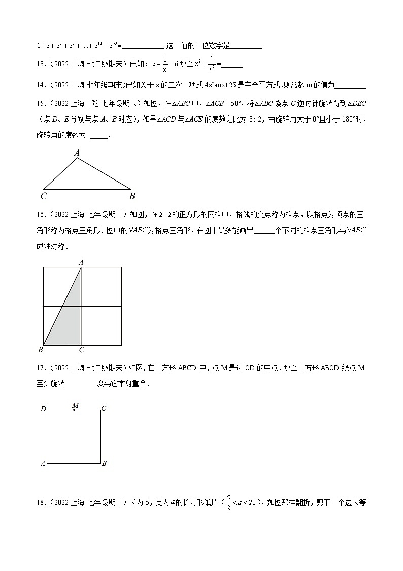 沪教版数学七年级上册期期末【压轴72题考点专练】（原卷版）第3页