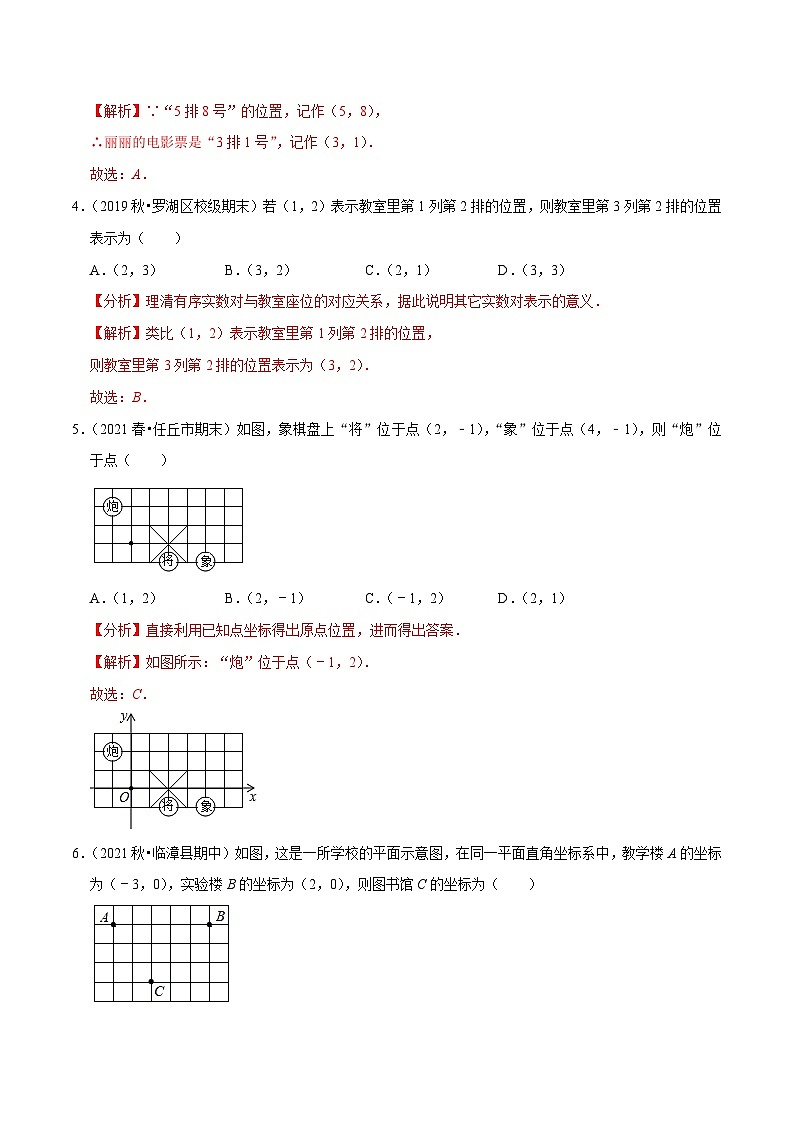 人教版数学七下同步培优训练专题7.1平面直角坐标系（1）（解析版）第2页