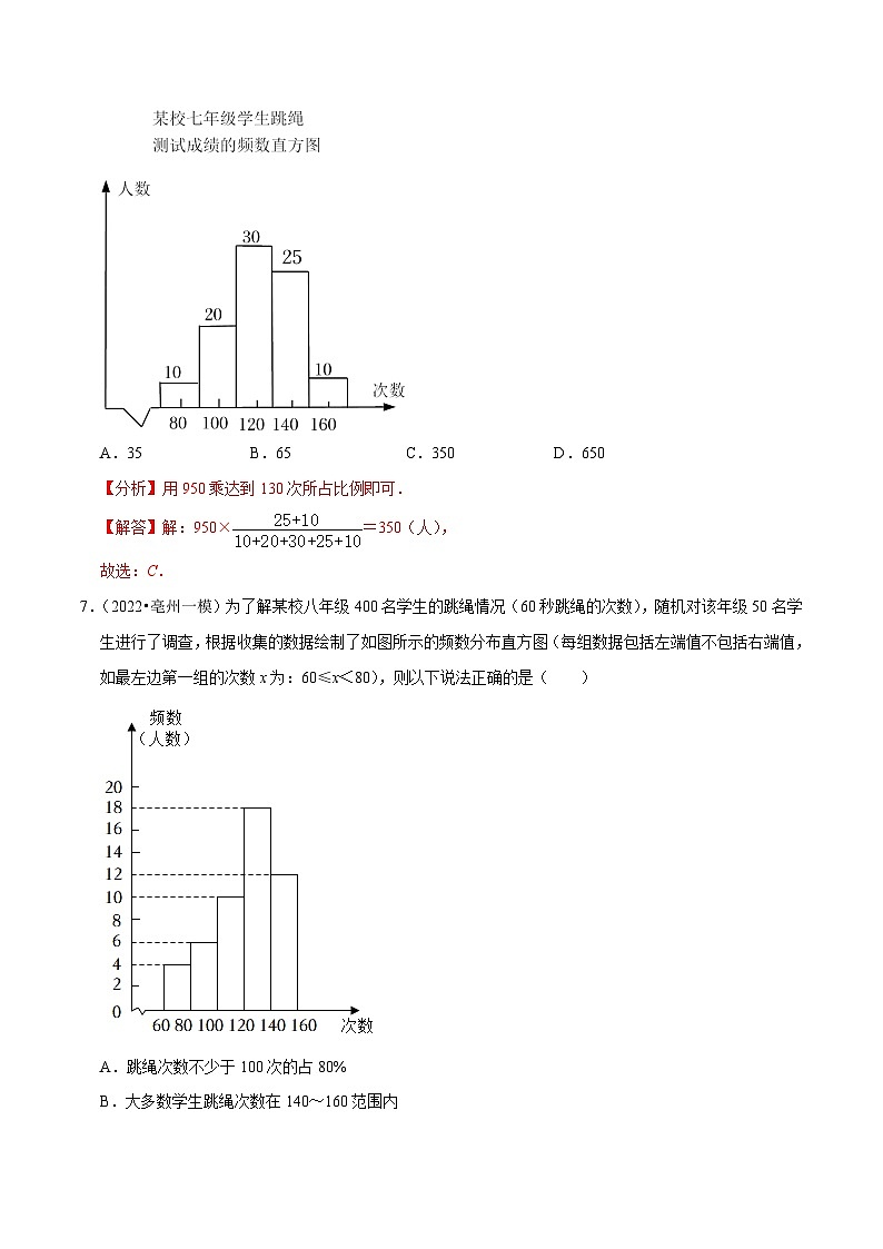 人教版数学七下同步培优训练专题10.2直方图（解析版）第3页