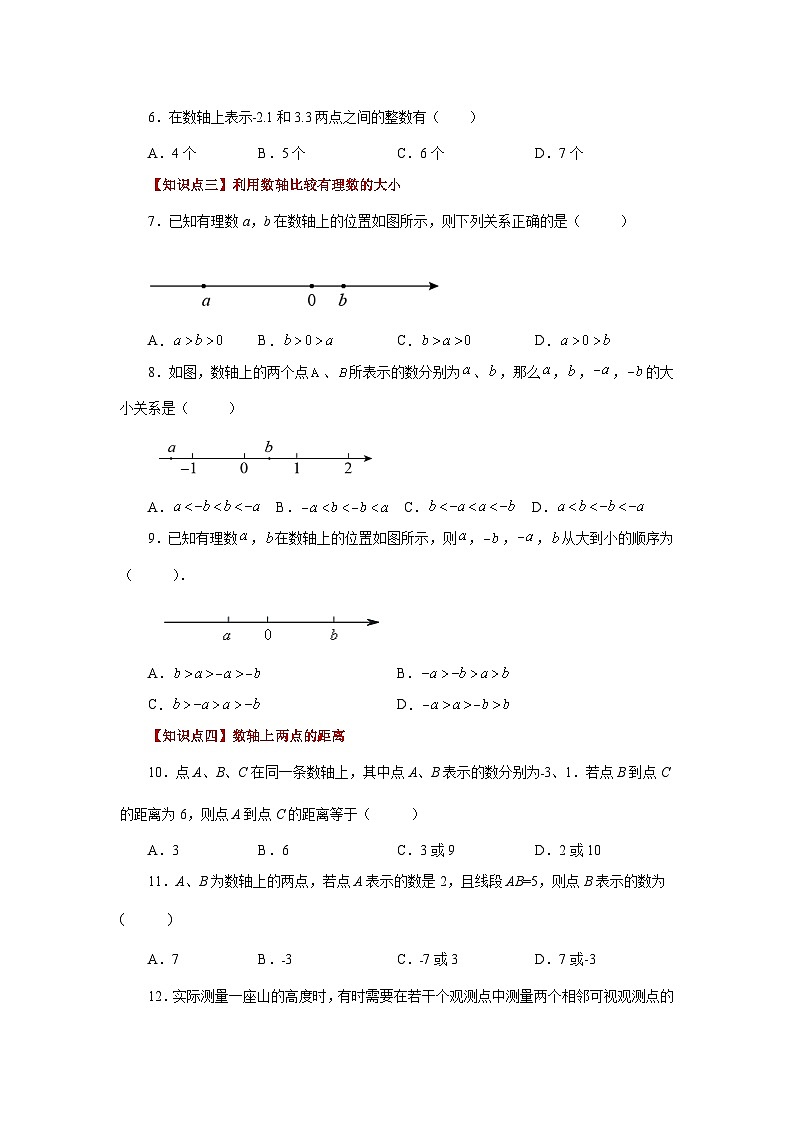 人教版数学七上同步专题1.9 数轴（巩固篇）（专项练习）（含解析）第2页
