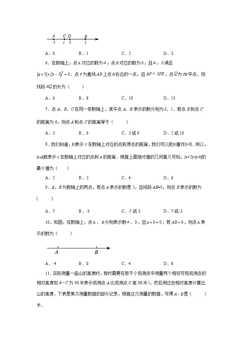 人教版数学七上同步专题1.34 数轴上两点之间距离（巩固篇）（专项练习）（含解析）第2页