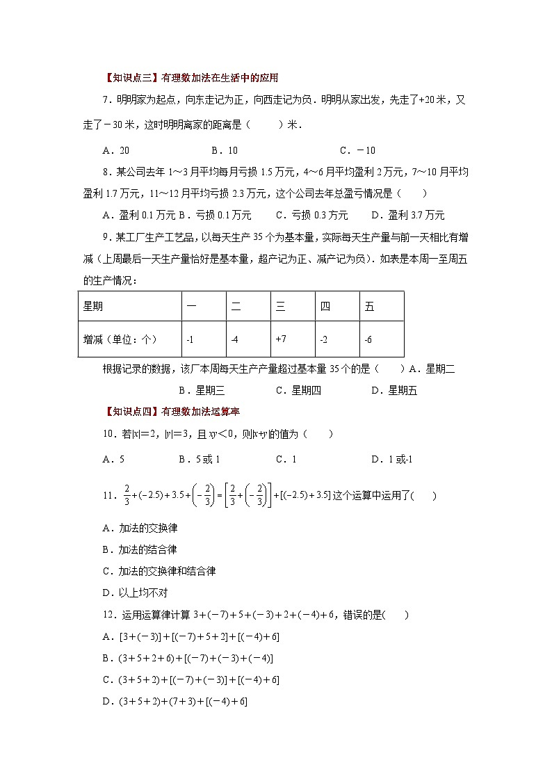 人教版数学七上同步专题1.17 有理数的加法（基础篇）（专项练习）（含解析）第2页