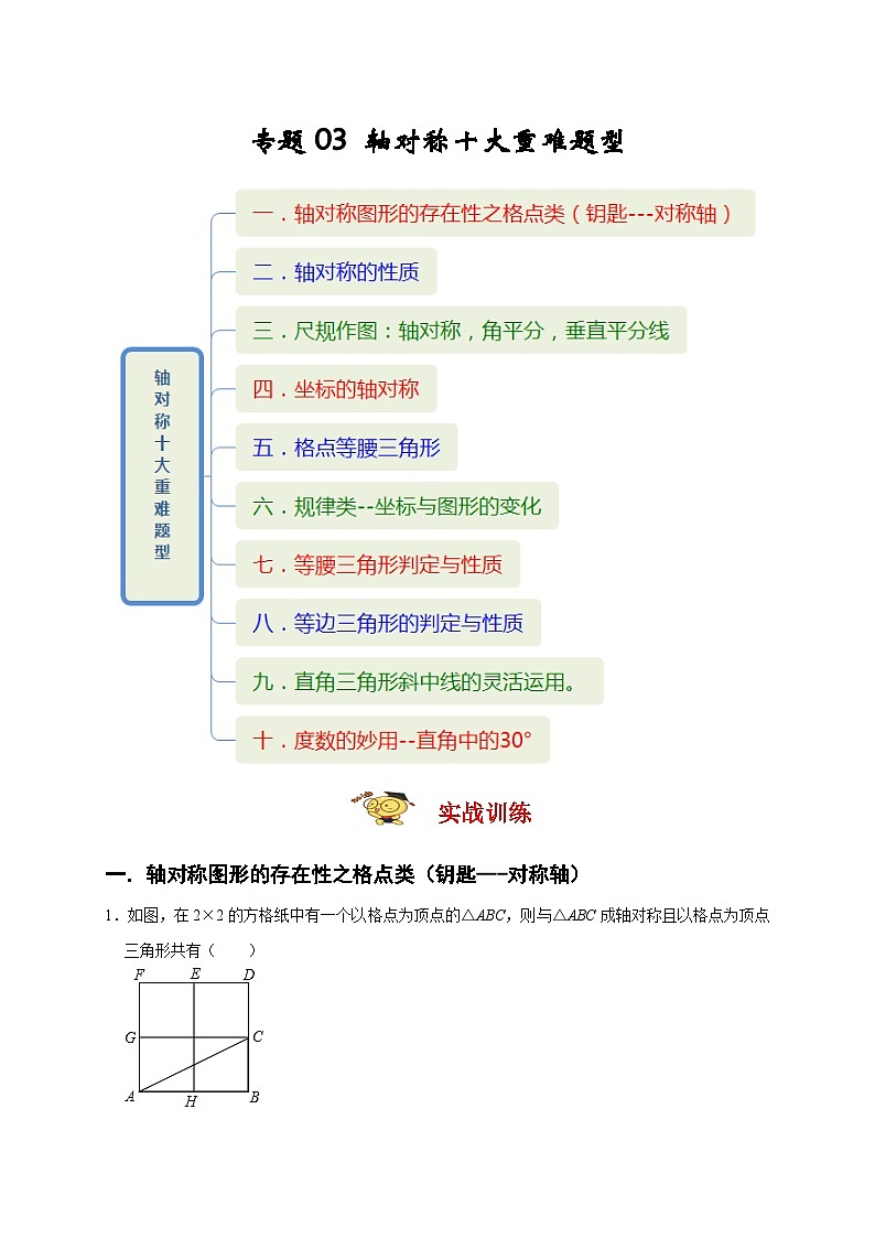 人教版数学八上期末提升训练专题03 轴对称十大重难题型（期末真题精选）（解析版）第1页