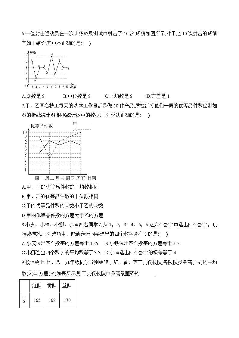 6.4 数据的离散程度 八年级数学北师大版上册课时优化训练(含答案)第2页