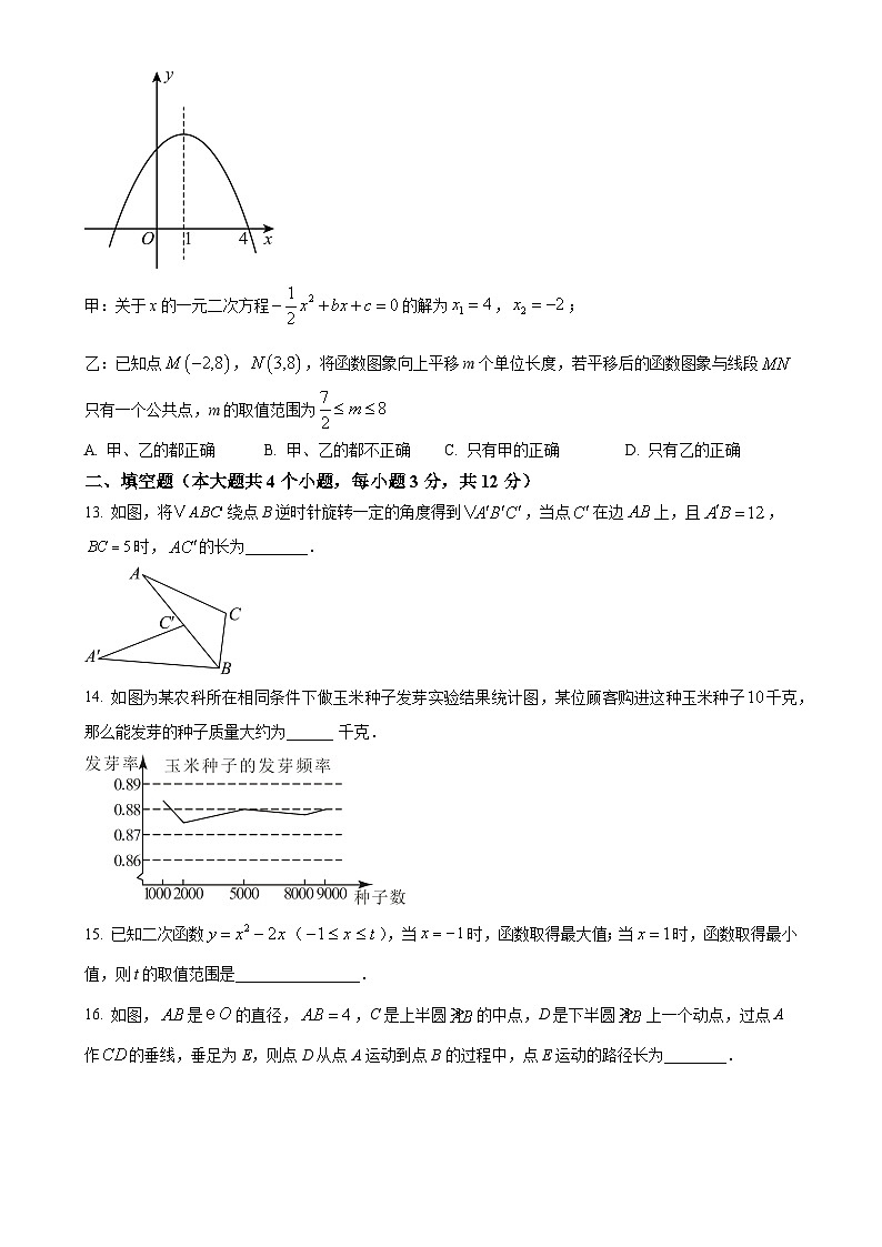 河北省秦皇岛市2024-2025学年九年级上学期期中考试数学试卷（原卷版）-A4第3页