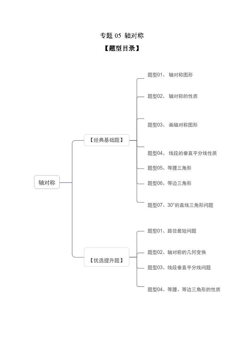专题05 轴对称（7大经典基础题+4大优选提升题）（原卷版）第1页