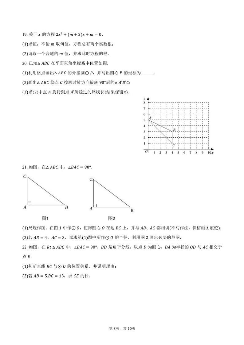 2024～2025学年江苏省连云港市灌云县九年级(上)期中数学试卷(含答案)第3页