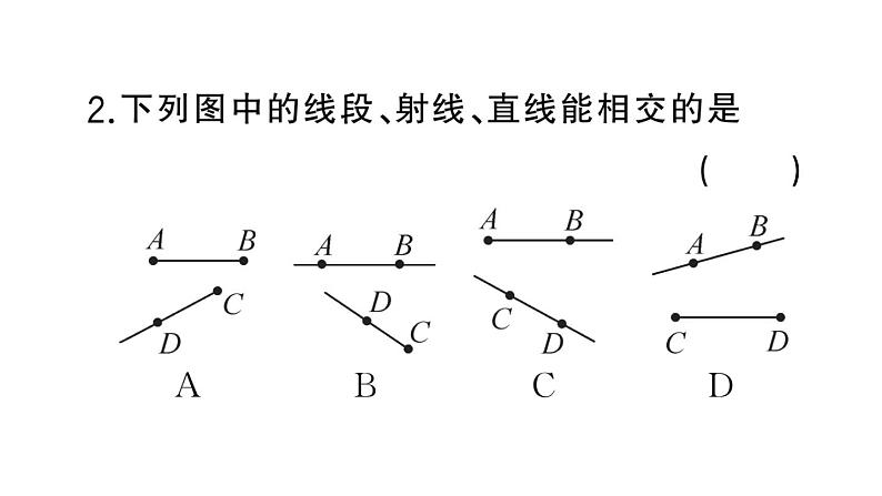 初中数学新湘教版七年级上册4.2第1课时 线段、射线、直线课堂作业课件2024秋第5页