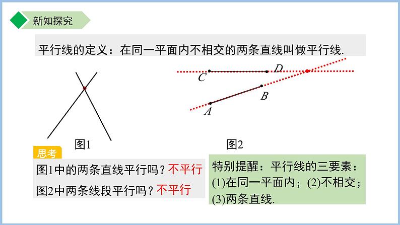 初中数学苏科版七年级上册（2024）6.4.1平行线的概念 课件第3页