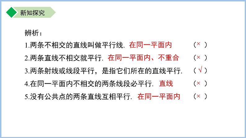 初中数学苏科版七年级上册（2024）6.4.1平行线的概念 课件第6页