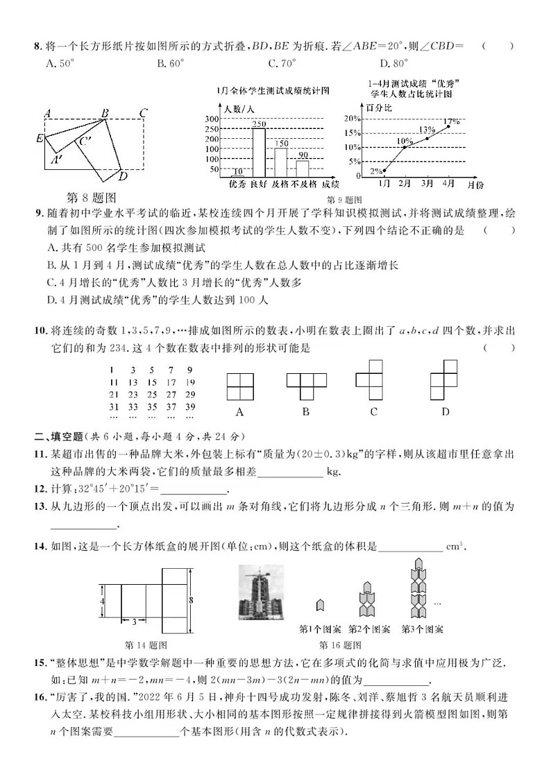 2024.1济南市外国语七年级上数学期末试题（含答案）第2页