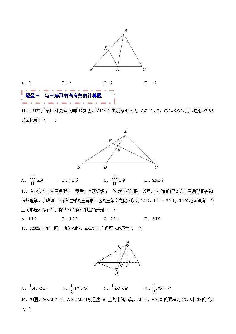 中考数学一轮复习题型归纳训练专题09 三角形（原卷版）第3页