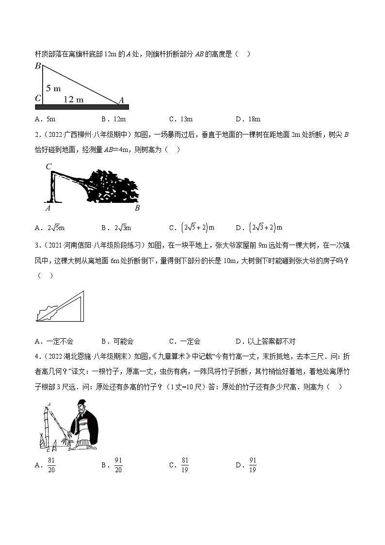 中考数学二轮复习几何模拟专项讲练模型24 勾股定理——风吹树折模型-原卷版第2页