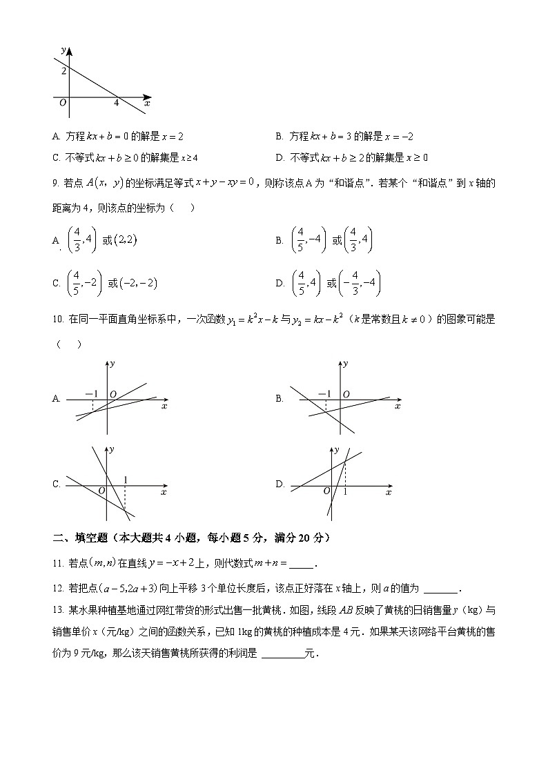 安徽省六安市裕安区青山路初级中学2023-2024学年八年级上学期第一次月考数学试题（原卷版）-A4第2页