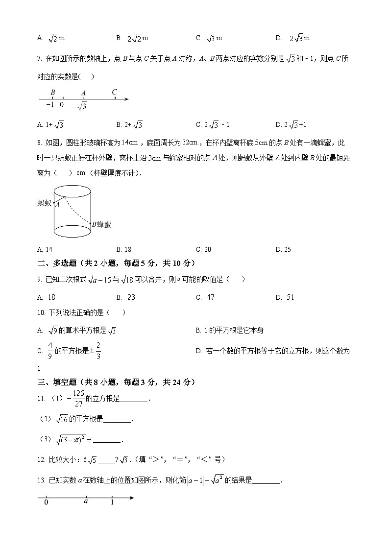 山东省青岛市胶州市瑞华中学2023-2024学年八年级上学期第一次月考数学试题（原卷版）-A4第2页