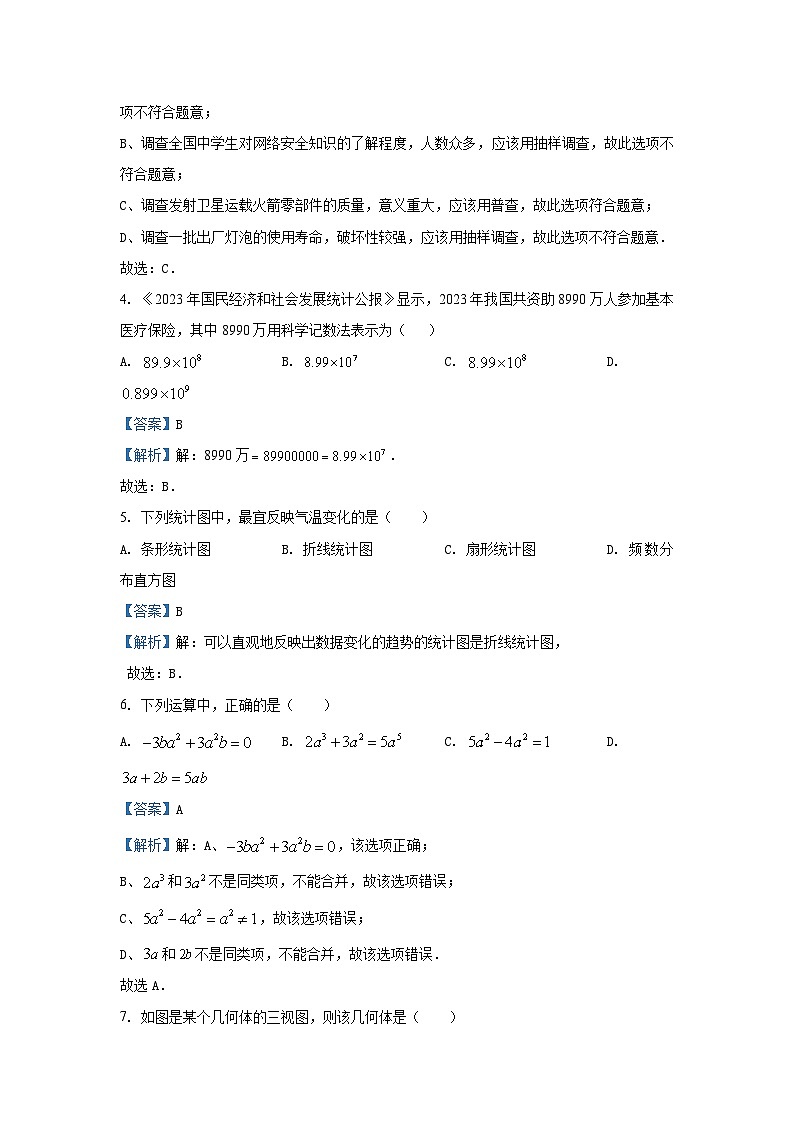 2023~2024学年山东省青岛市城阳区七年级(上)期末数学试卷(解析版)第2页