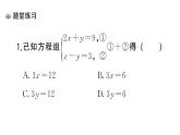 初中数学新湘教版七年级上册3.6.2 加减消元法课堂作业课件2024秋