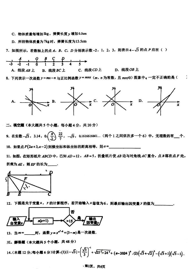 四川省成都市郫都区第一中学2024-2025学年八年级上学期期中考试数学试卷第2页