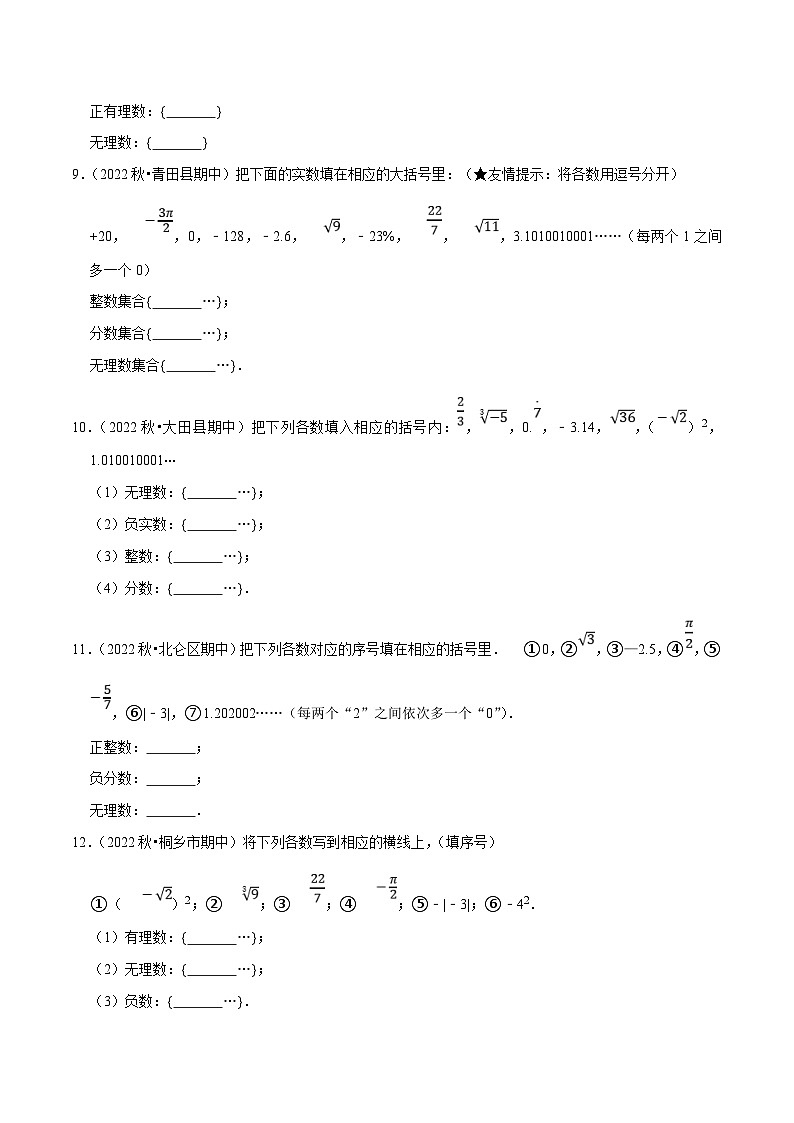 人教版数学七下培优提升训练专题6.4实数的分类大题提升训练（原卷版）第3页