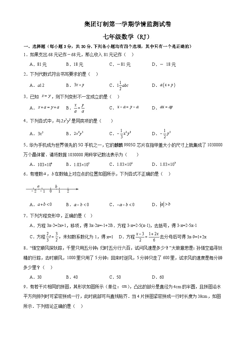 河南省洛阳市洛宁县多校2024-2025学年上学期第三次月考七年级数学试题(原卷版)-A4第1页