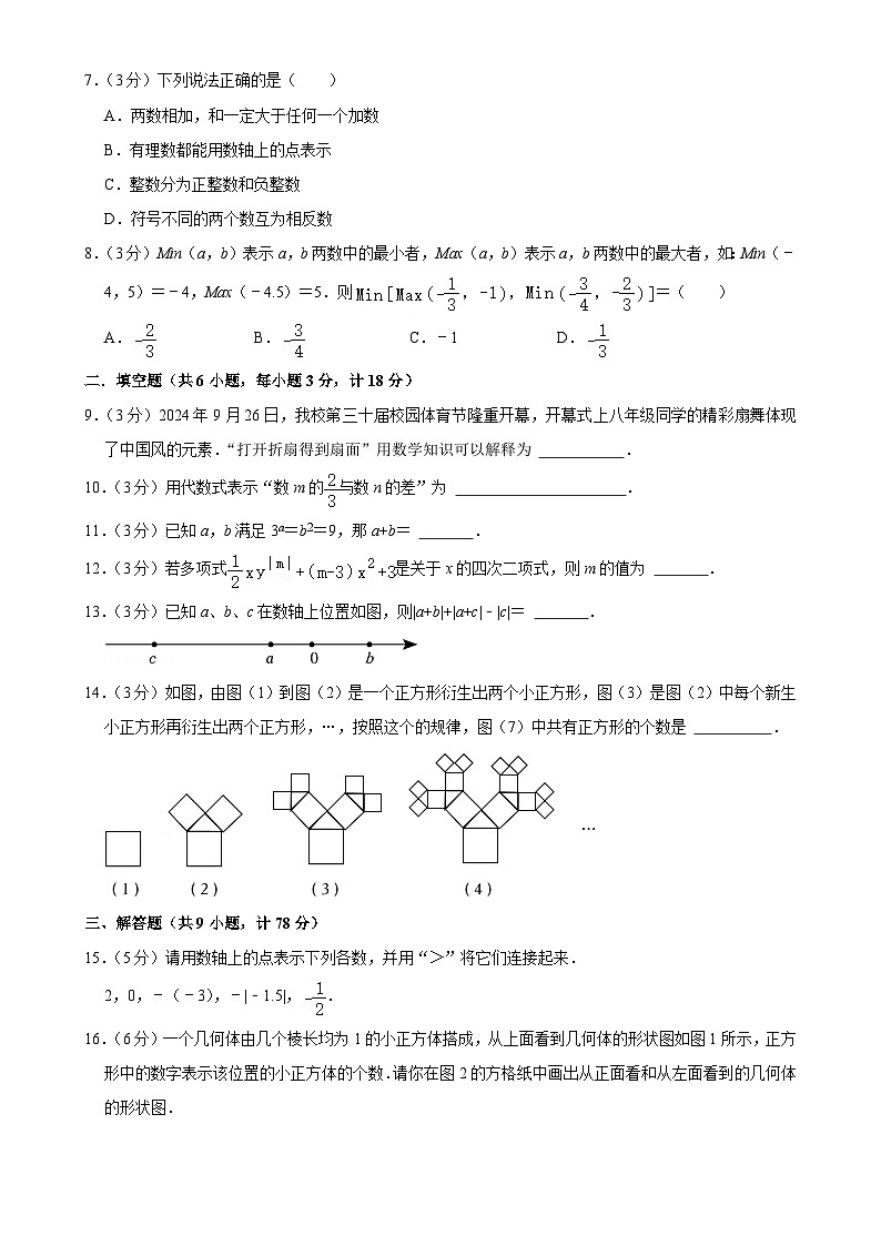 陕西省西安市雁塔区西安高新第一中学2024-2025学年七年级上学期期中数学试卷-A4第2页