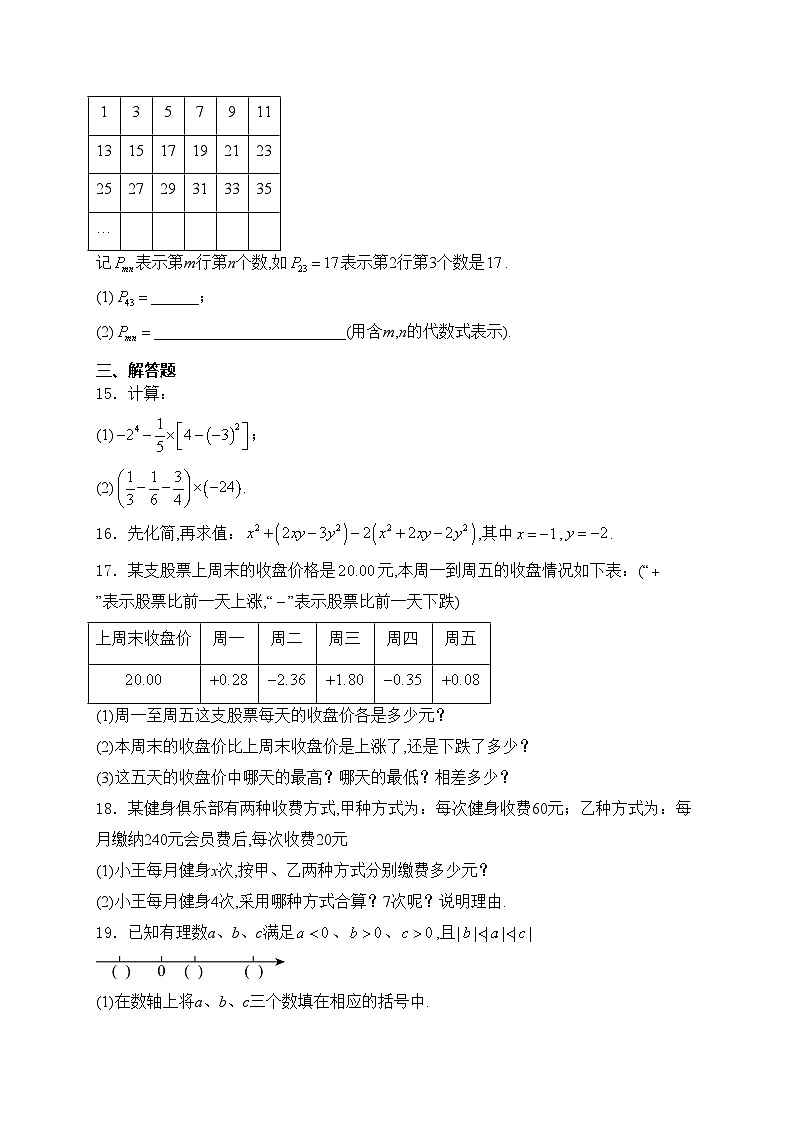 安徽省淮北市“五校联考”2024-2025学年七年级上学期11月期中考试数学试卷(含答案)第3页