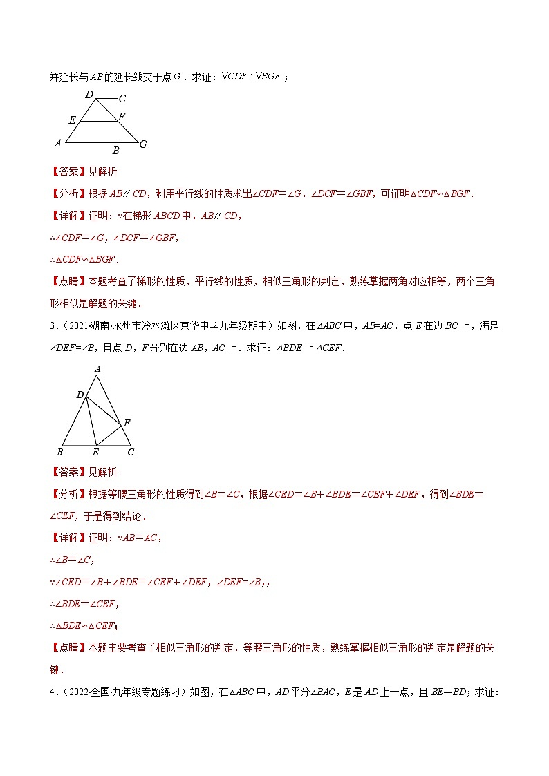 北师大版数学九上期末重难点培优训练专题11 相似三角形的判定方法(解析版)第2页