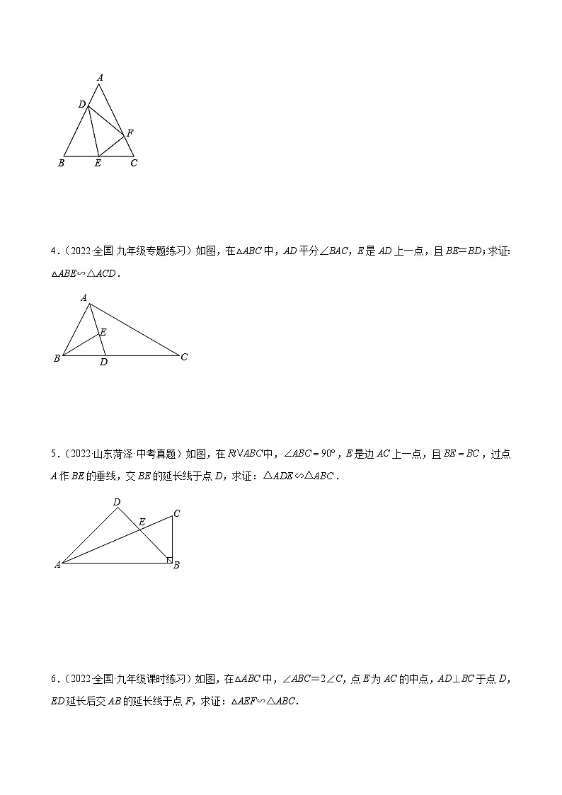 北师大版数学九上期末重难点培优训练专题11 相似三角形的判定方法(原卷版)第2页