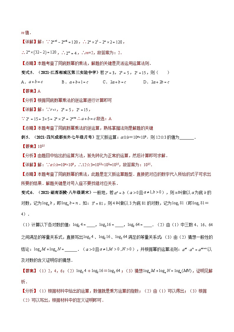 北师大版数学七下高频考点突破练习专题01 整式乘法（解析版）第3页