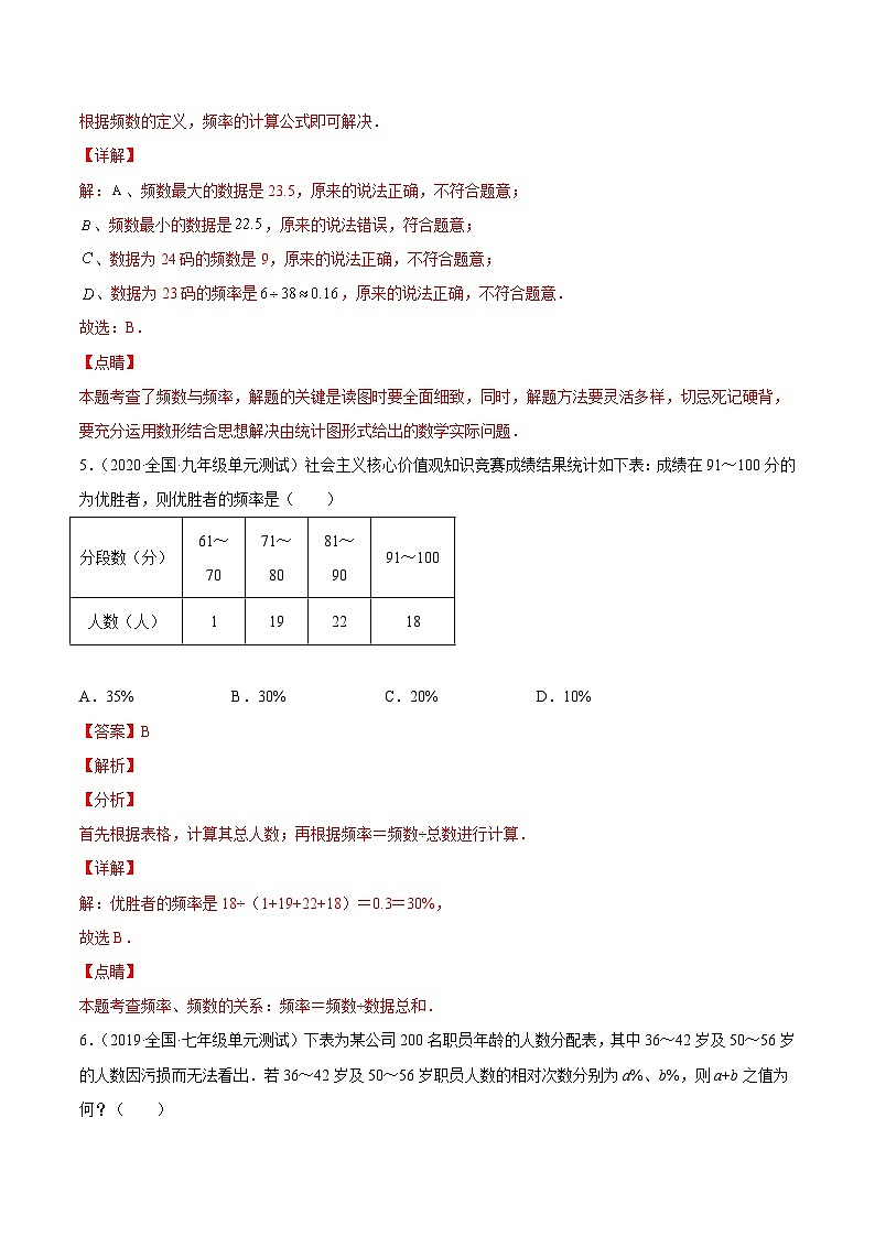 沪科版数学八下专题21 数据的频数分布（专题强化）（解析版）第3页
