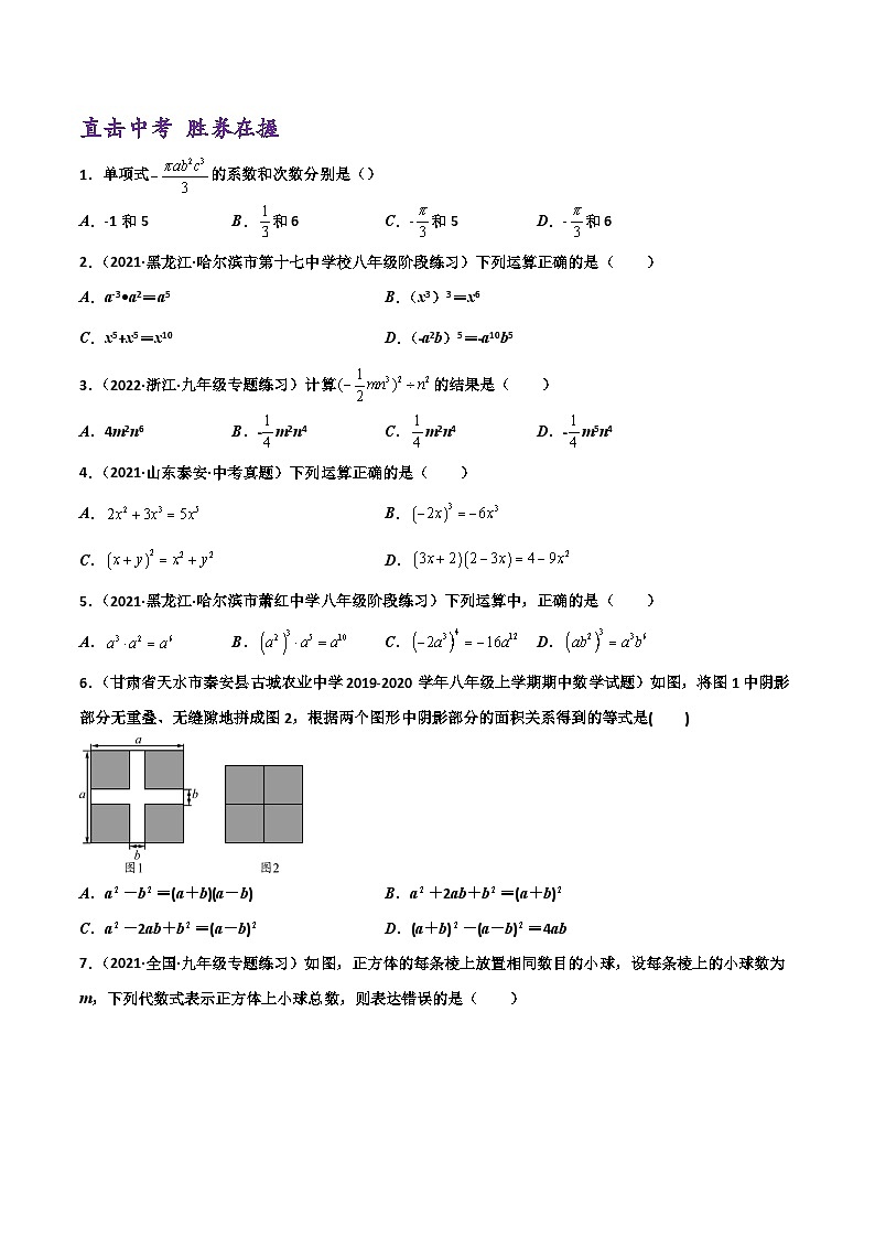 (通用版)中考数学一轮复习精讲精练第1章第2讲 整式与因式分解（原卷版）第3页