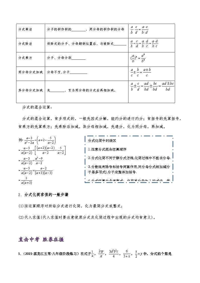 (通用版)中考数学一轮复习精讲精练第1章第3讲 分式（解析版）第2页
