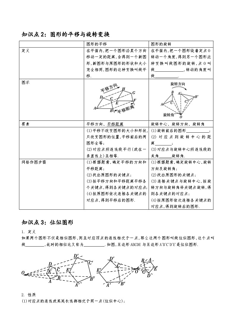 (通用版)中考数学一轮复习精讲精练第6章第3讲 图形的平移 旋转与位似（原卷版）第2页