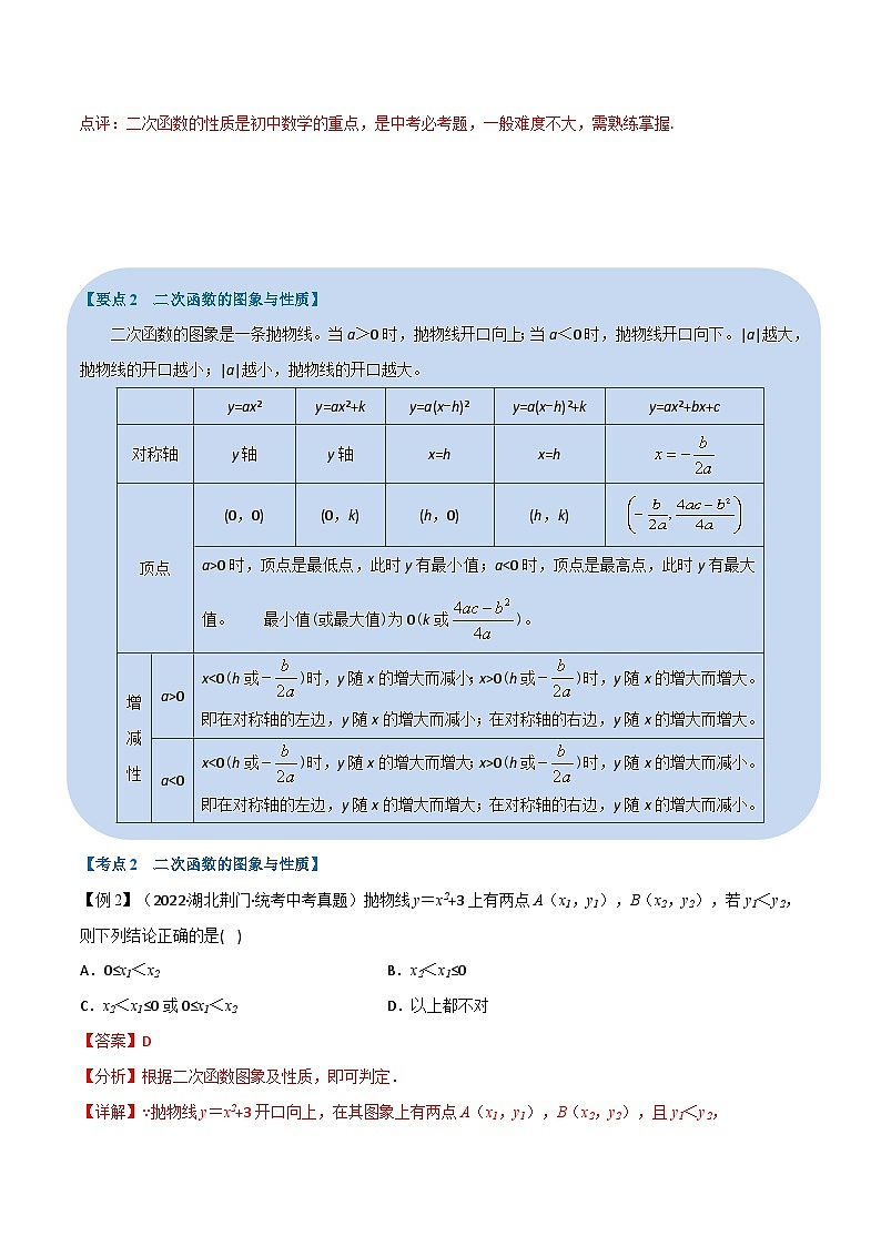 中考数学一轮复习专题12 二次函数的图象及性质（10个高频考点）（举一反三）（解析版）第3页