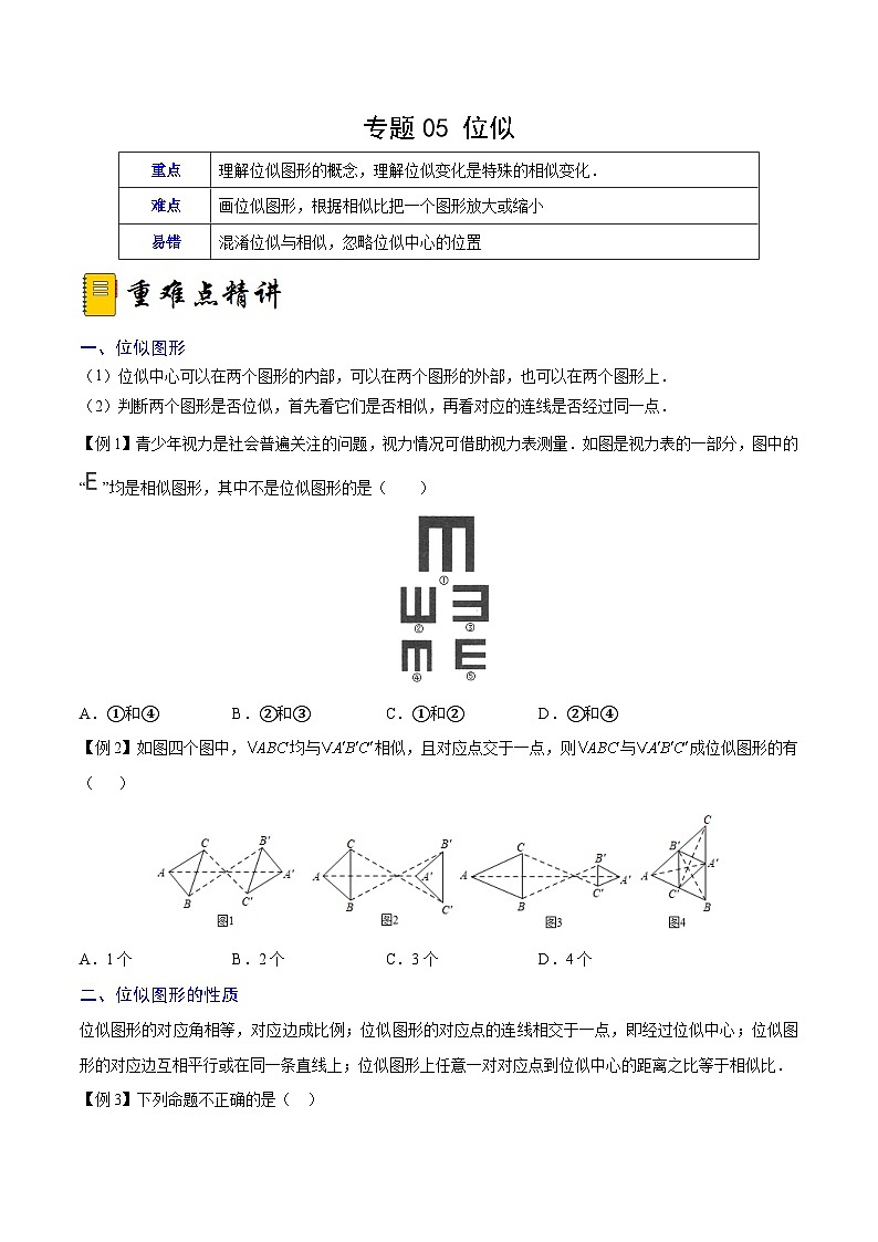 人教版数学九下期末复习训练专题05 位似（重难点突破）（原卷版）第1页