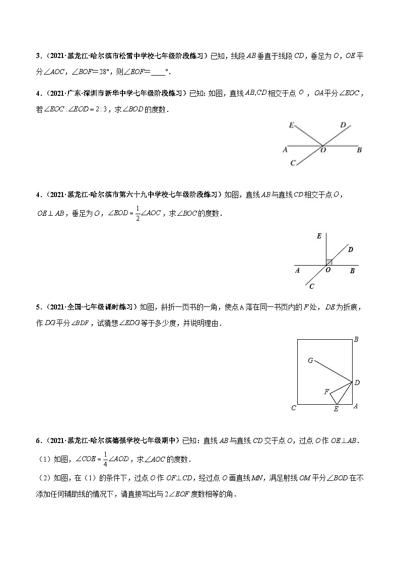 人教版数学七下高频考点突破练习专题02 相交线与平行线 重难点题型（原卷版）第2页