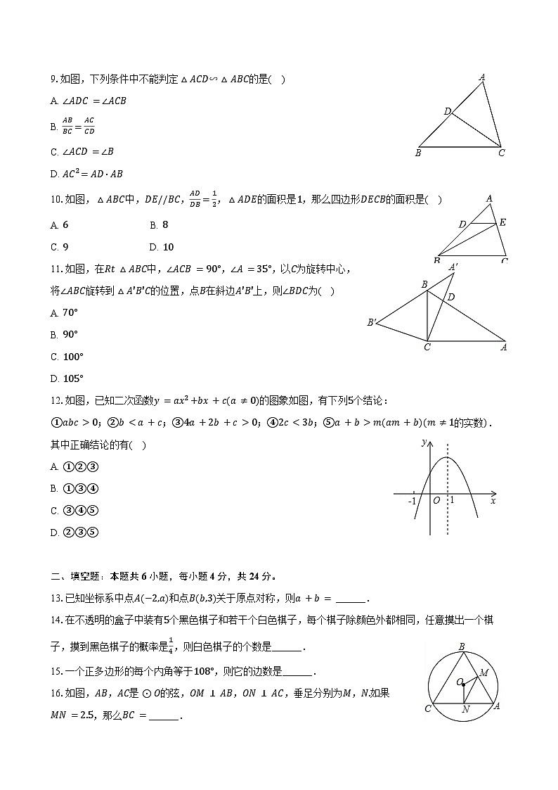 2023-2024学年四川省德阳外国语学校九年级（上）期末数学试卷（含答案）第2页
