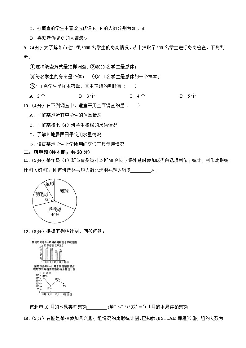 沪科版（2024新版）七年级数学上册第5章数据的收集与整理单元测试卷（含答案解析）第3页