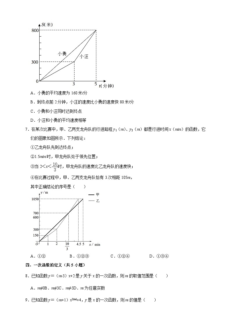 第6章《一次函数》-2024-2025学年八年级上册数学期末复习单元易错必刷题练习（苏科版）第2页