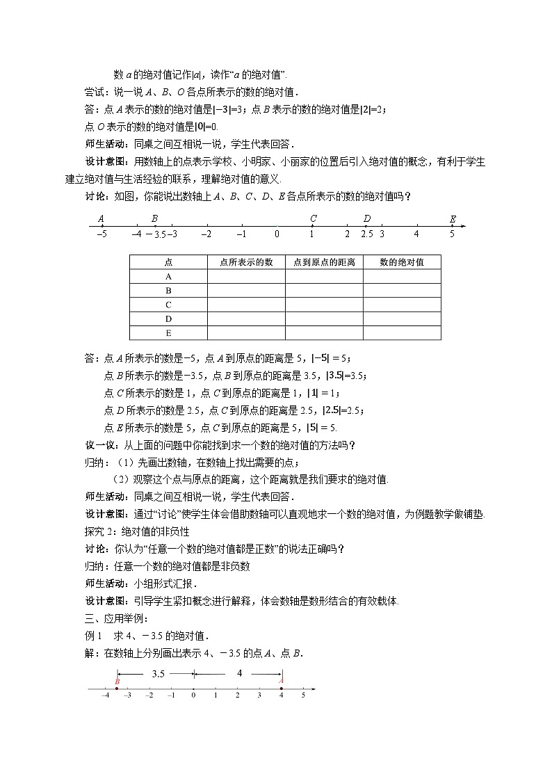七年级上册数学苏科版（2024）2.3 绝对值与相反数（第1课时）教案第2页