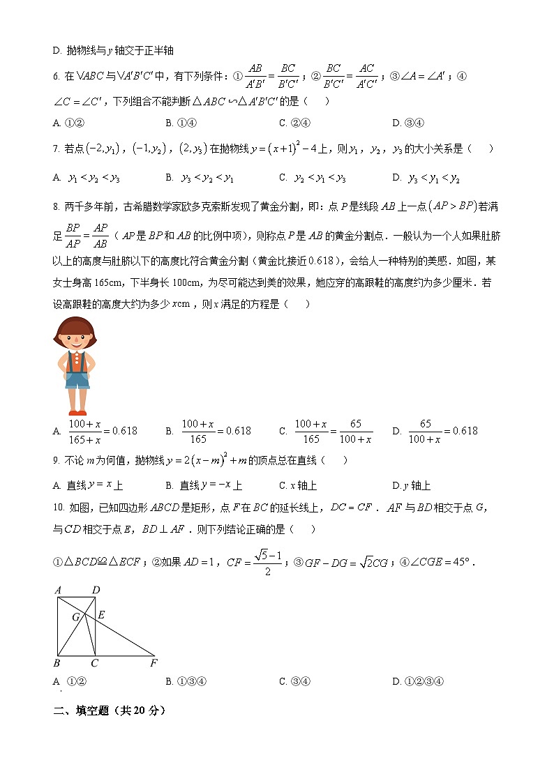 精品解析：安徽省亳州市2023-2024学年九年级上学期第二次月考数学试题（原卷版）-A4第2页