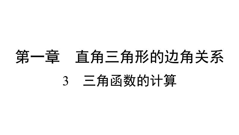 1.3 三角函数的计算 北师大版数学九年级下册习题课件第1页