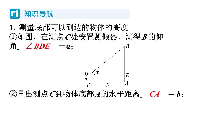 1.6 利用三角函数测高 北师大版数学九年级下册习题课件第2页