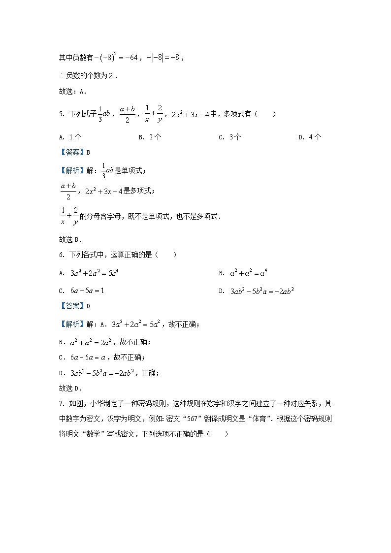江苏省盐城市阜宁县2024-2025学年七年级(上)期中数学试卷(解析版)第2页