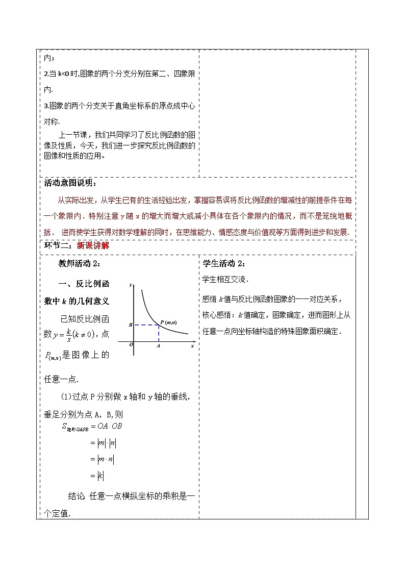 26.1.2反比例函数的图像和性质（2）   教案第2页